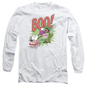 AN OFFCIALLY LICENSED COURAGE THE COWARDLY DOG STUPID DOG MEN'S LONG SLEEVE T-SHIRT WHITE
