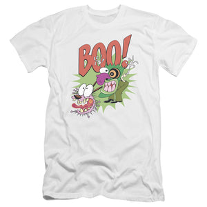 AN OFFCIALLY LICENSED COURAGE THE COWARDLY DOG STUPID DOG MEN'S PREMIUM SLIM FIT T-SHIRT WHITE