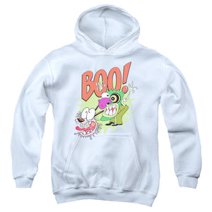 AN OFFCIALLY LICENSED COURAGE THE COWARDLY DOG STUPID DOG YOUTH HOODIE WHITE