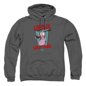 AN OFFCIALLY LICENSED COURAGE THE COWARDLY DOG NOT GONNA LIKE ADULT UNISEX PULLOVER HOODIE CHARCOAL