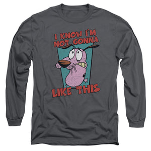 AN OFFCIALLY LICENSED COURAGE THE COWARDLY DOG NOT GONNA LIKE MEN'S LONG SLEEVE T-SHIRT CHARCOAL
