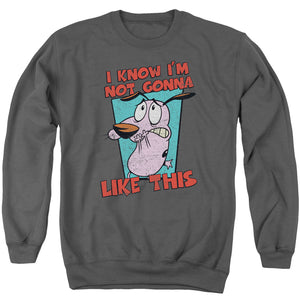 AN OFFCIALLY LICENSED COURAGE THE COWARDLY DOG NOT GONNA LIKE ADULT UNISEX CREWNECK SWEATSHIRT CHARCOAL