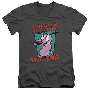 AN OFFCIALLY LICENSED COURAGE THE COWARDLY DOG NOT GONNA LIKE MEN'S V-NECK T-SHIRT CHARCOAL
