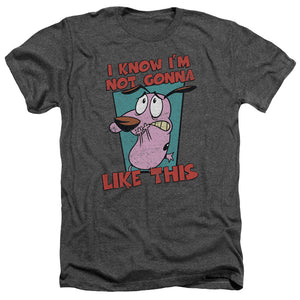 AN OFFCIALLY LICENSED COURAGE THE COWARDLY DOG NOT GONNA LIKE MEN'S HEATHER T-SHIRT CHARCOAL