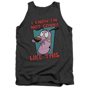 AN OFFCIALLY LICENSED COURAGE THE COWARDLY DOG NOT GONNA LIKE ADULT UNISEX TANK TOP CHARCOAL