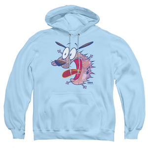AN OFFCIALLY LICENSED COURAGE THE COWARDLY DOG EVIL INSIDE ADULT UNISEX PULLOVER HOODIE LIGHT BLUE