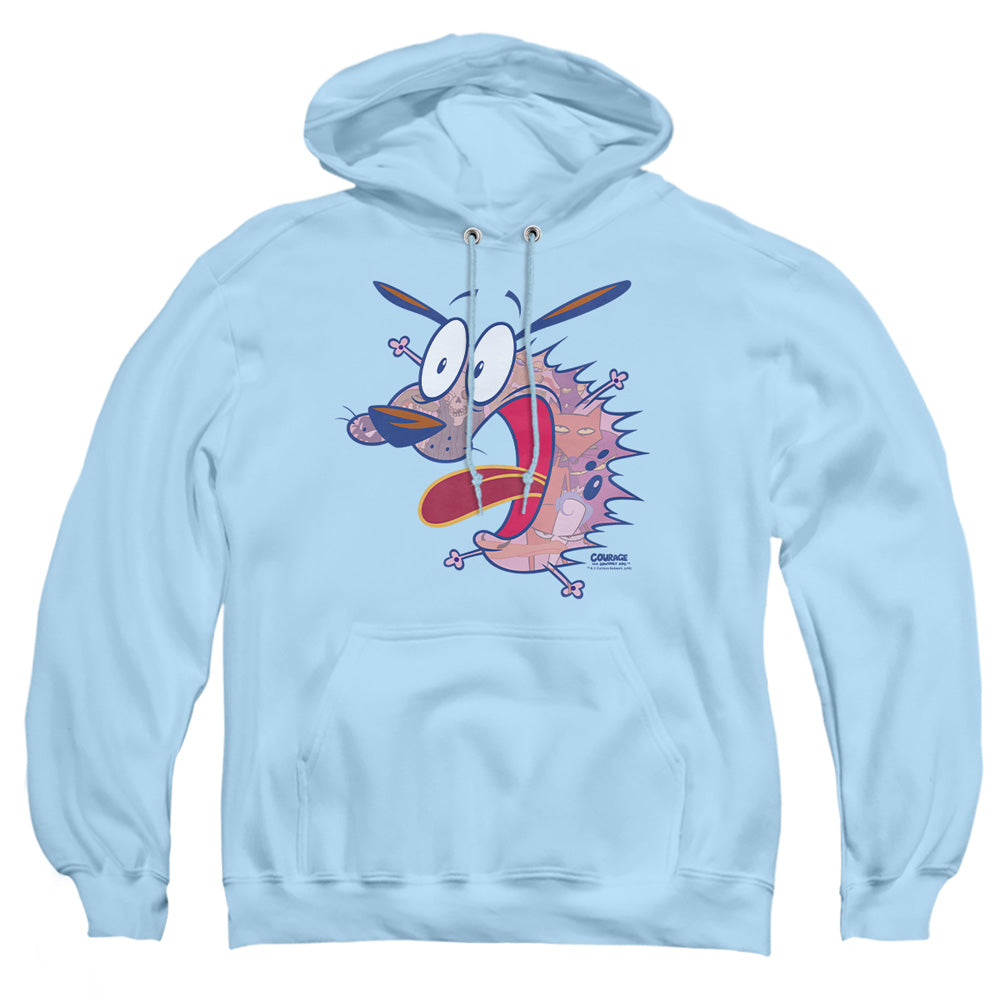 AN OFFCIALLY LICENSED COURAGE THE COWARDLY DOG EVIL INSIDE ADULT UNISEX PULLOVER HOODIE LIGHT BLUE