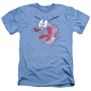 AN OFFCIALLY LICENSED COURAGE THE COWARDLY DOG EVIL INSIDE MEN'S HEATHER T-SHIRT LIGHT BLUE