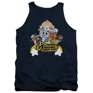 AN OFFCIALLY LICENSED AMAZING WORLD OF GUMBALL ELMORE JUNIOR HIGH ADULT UNISEX TANK TOP NAVY