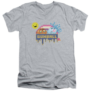 AN OFFCIALLY LICENSED AMAZING WORLD OF GUMBALL SUNSHINE MEN'S V-NECK T-SHIRT ATHLETIC HEATHER