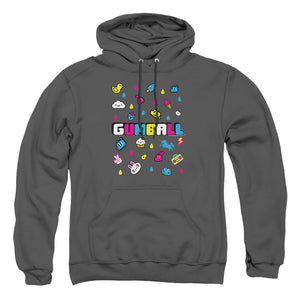 AN OFFCIALLY LICENSED AMAZING WORLD OF GUMBALL FUN DROPS ADULT UNISEX PULLOVER HOODIE CHARCOAL