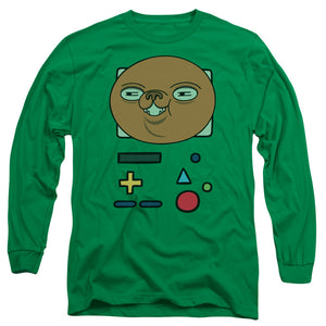 AN OFFCIALLY LICENSED ADVENTURE TIME BMO MASK MEN'S LONG SLEEVE T-SHIRT KELLY GREEN