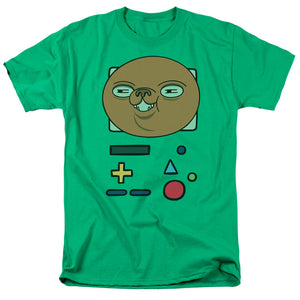 AN OFFCIALLY LICENSED ADVENTURE TIME BMO MASK MEN'S REGULAR FIT T-SHIRT KELLY GREEN