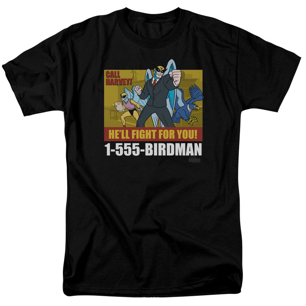 AN OFFCIALLY LICENSED HARVEY BIRDMAN BIRDMAN AD MEN'S REGULAR FIT T-SHIRT BLACK
