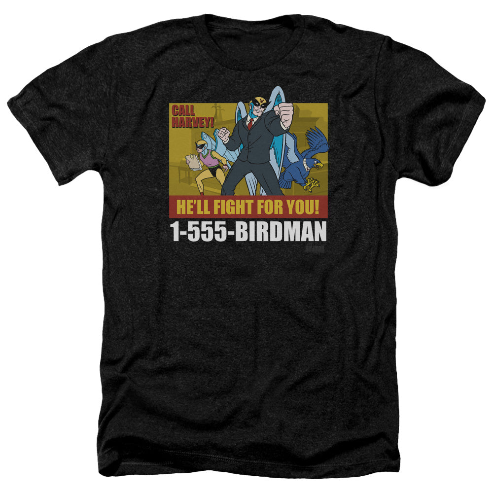 AN OFFCIALLY LICENSED HARVEY BIRDMAN BIRDMAN AD MEN'S HEATHER T-SHIRT CHARCOAL