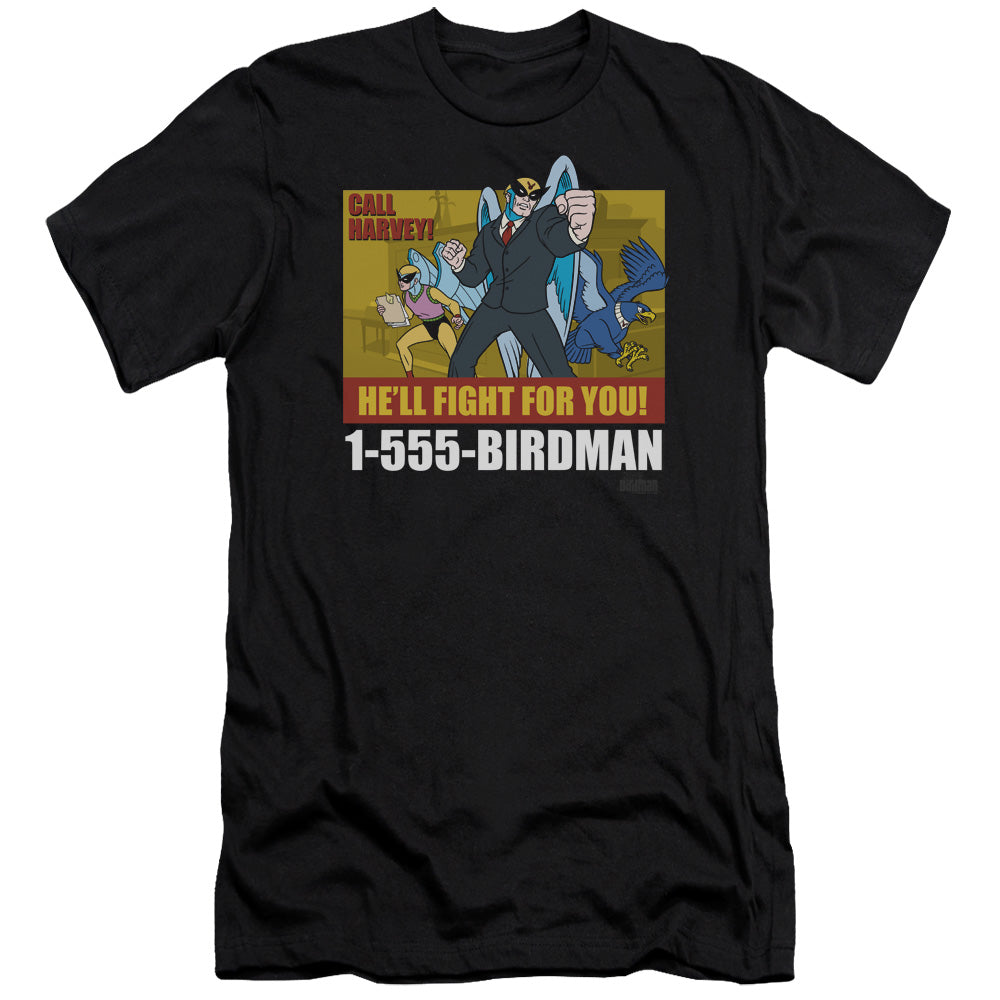 AN OFFCIALLY LICENSED HARVEY BIRDMAN BIRDMAN AD MEN'S PREMIUM SLIM FIT T-SHIRT BLACK
