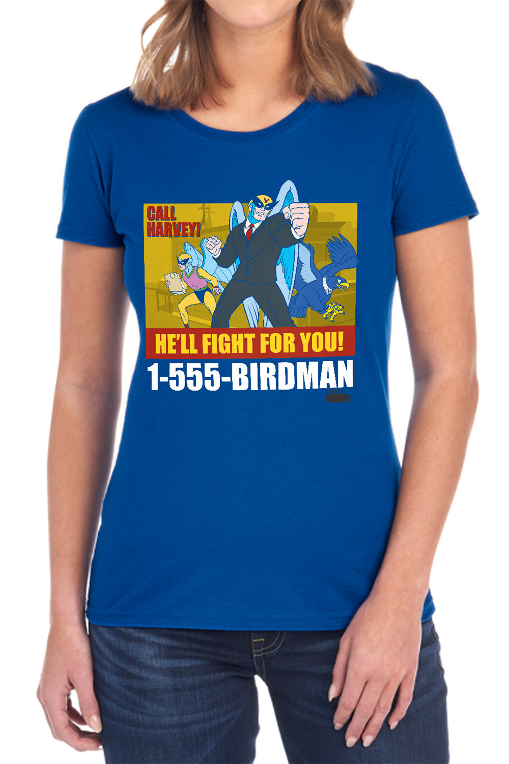 AN OFFCIALLY LICENSED HARVEY BIRDMAN BIRDMAN AD WOMEN'S REGULAR FIT T-SHIRT BLACK