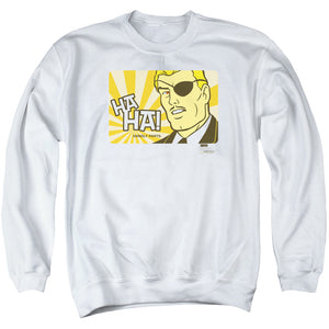 AN OFFCIALLY LICENSED HARVEY BIRDMAN PHIL KEN SEBBEN ADULT UNISEX CREWNECK SWEATSHIRT WHITE