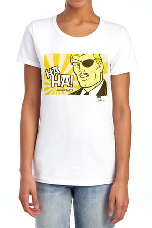 AN OFFCIALLY LICENSED HARVEY BIRDMAN PHIL KEN SEBBEN WOMEN'S REGULAR FIT T-SHIRT WHITE