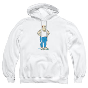 AN OFFCIALLY LICENSED AQUA TEEN HUNGER FORCE CARL ADULT UNISEX PULLOVER HOODIE WHITE