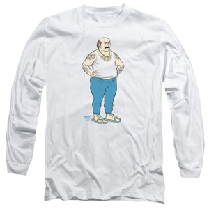 AN OFFCIALLY LICENSED AQUA TEEN HUNGER FORCE CARL MEN'S LONG SLEEVE T-SHIRT WHITE