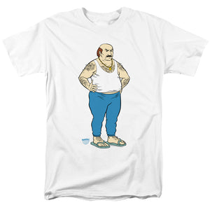 AN OFFCIALLY LICENSED AQUA TEEN HUNGER FORCE CARL MEN'S REGULAR FIT T-SHIRT WHITE