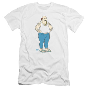 AN OFFCIALLY LICENSED AQUA TEEN HUNGER FORCE CARL MEN'S PREMIUM SLIM FIT T-SHIRT WHITE