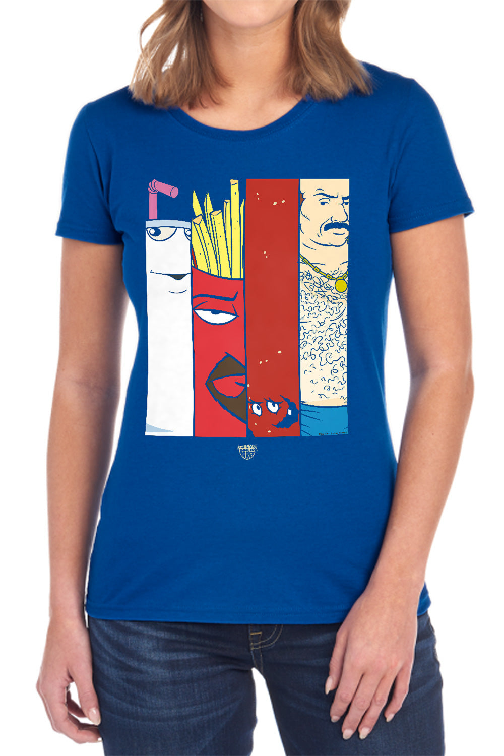 AN OFFCIALLY LICENSED AQUA TEEN HUNGER FORCE GROUP TILES WOMEN'S REGULAR FIT T-SHIRT BLACK