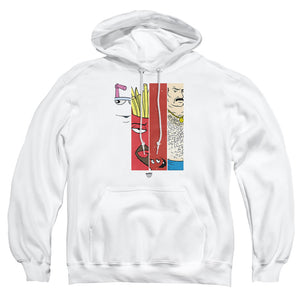 AN OFFCIALLY LICENSED AQUA TEEN HUNGER FORCE GROUP TILES ADULT UNISEX PULLOVER HOODIE WHITE