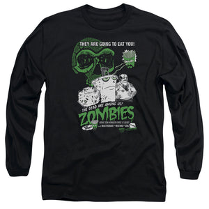 AN OFFCIALLY LICENSED AQUA TEEN HUNGER FORCE ZOMBIES MEN'S LONG SLEEVE T-SHIRT BLACK