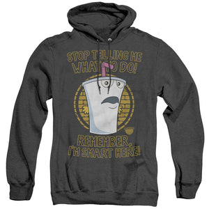 AN OFFCIALLY LICENSED AQUA TEEN HUNGER FORCE STOP ADULT UNISEX HEATHER PULLOVER HOODIE BLACK