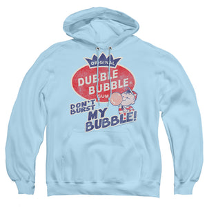 AN OFFCIALLY LICENSED DUBBLE BUBBLE BURST BUBBLE ADULT UNISEX PULLOVER HOODIE LIGHT BLUE