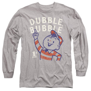 AN OFFCIALLY LICENSED DUBBLE BUBBLE POINTING MEN'S LONG SLEEVE T-SHIRT ATHLETIC HEATHER