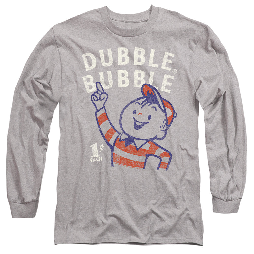 AN OFFCIALLY LICENSED DUBBLE BUBBLE POINTING MEN'S LONG SLEEVE T-SHIRT ATHLETIC HEATHER