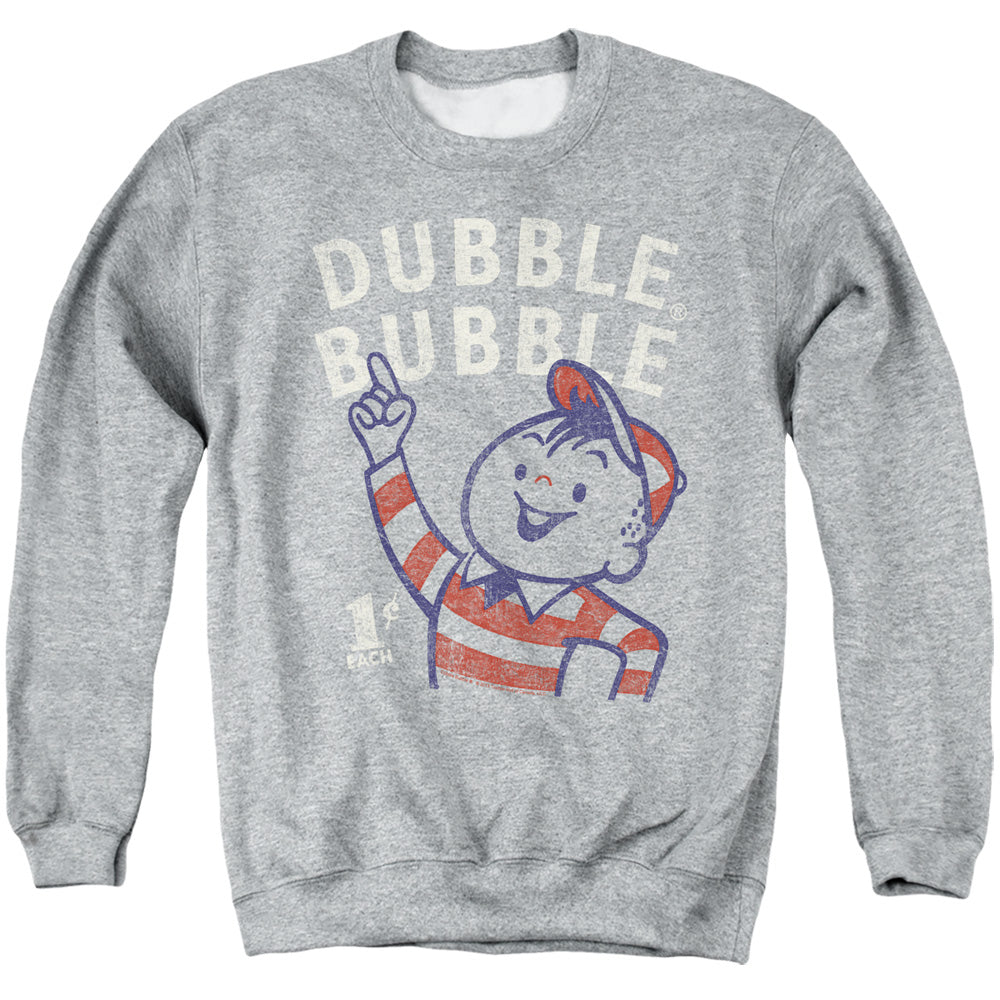 AN OFFCIALLY LICENSED DUBBLE BUBBLE POINTING ADULT UNISEX CREWNECK SWEATSHIRT ATHLETIC HEATHER