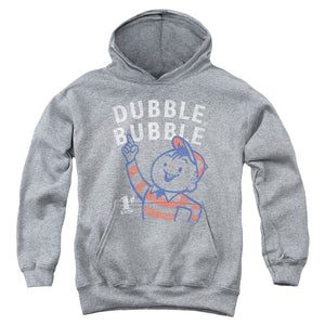 AN OFFCIALLY LICENSED DUBBLE BUBBLE POINTING YOUTH HOODIE ATHLETIC HEATHER
