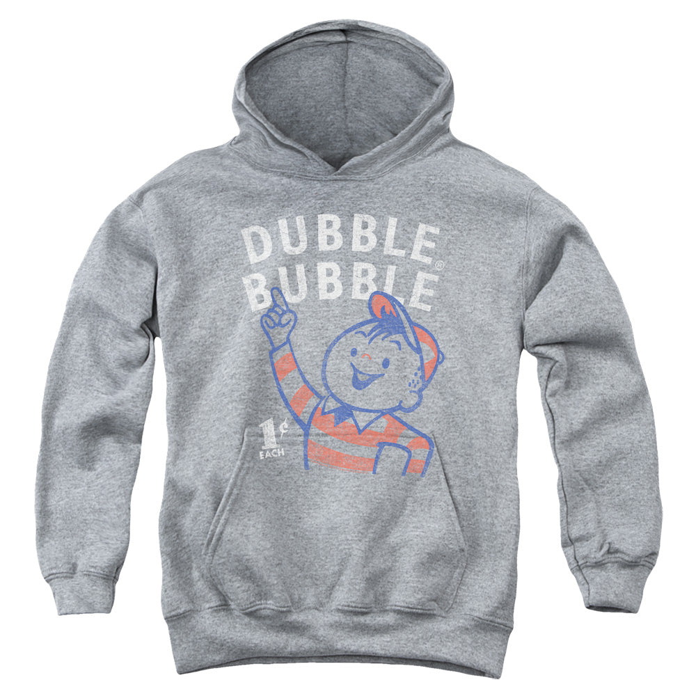 AN OFFCIALLY LICENSED DUBBLE BUBBLE POINTING YOUTH HOODIE ATHLETIC HEATHER