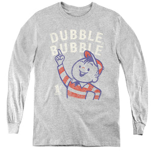 AN OFFCIALLY LICENSED DUBBLE BUBBLE POINTING YOUTH LONG SLEEVE T-SHIRT ATHLETIC HEATHER