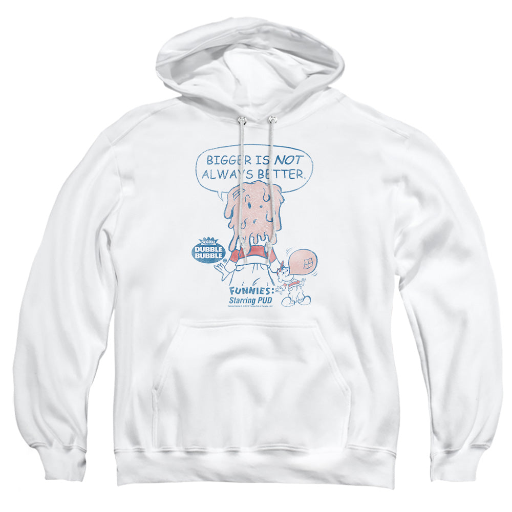 AN OFFCIALLY LICENSED DUBBLE BUBBLE BIGGER ADULT UNISEX PULLOVER HOODIE WHITE
