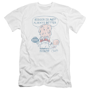 AN OFFCIALLY LICENSED DUBBLE BUBBLE BIGGER MEN'S PREMIUM SLIM FIT T-SHIRT WHITE