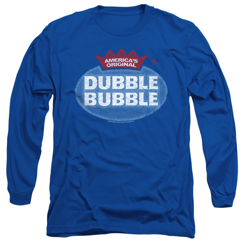 AN OFFCIALLY LICENSED DUBBLE BUBBLE VINTAGE LOGO MEN'S LONG SLEEVE T-SHIRT ROYAL