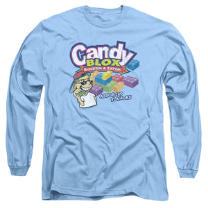 AN OFFCIALLY LICENSED DUBBLE BUBBLE CANDY BLOX MEN'S LONG SLEEVE T-SHIRT CAROLINA BLUE
