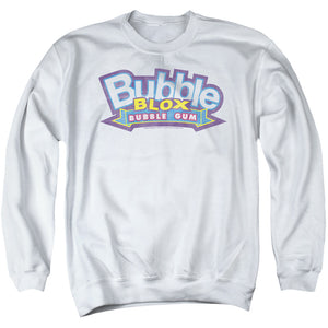 AN OFFCIALLY LICENSED DUBBLE BUBBLE BUBBLE BLOX ADULT UNISEX CREWNECK SWEATSHIRT WHITE