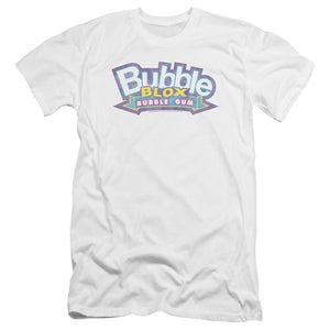 AN OFFCIALLY LICENSED DUBBLE BUBBLE BUBBLE BLOX MEN'S PREMIUM SLIM FIT T-SHIRT WHITE