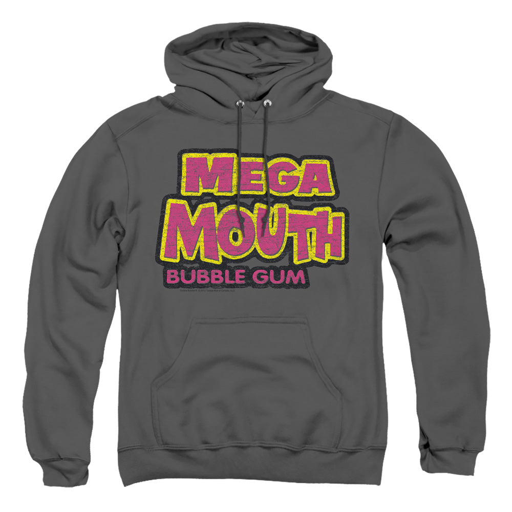 AN OFFCIALLY LICENSED DUBBLE BUBBLE MEGA MOUTH ADULT UNISEX PULLOVER HOODIE CHARCOAL
