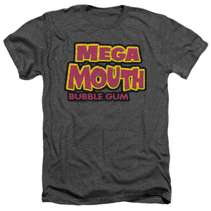 AN OFFCIALLY LICENSED DUBBLE BUBBLE MEGA MOUTH MEN'S HEATHER T-SHIRT CHARCOAL