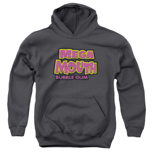 AN OFFCIALLY LICENSED DUBBLE BUBBLE MEGA MOUTH YOUTH HOODIE CHARCOAL