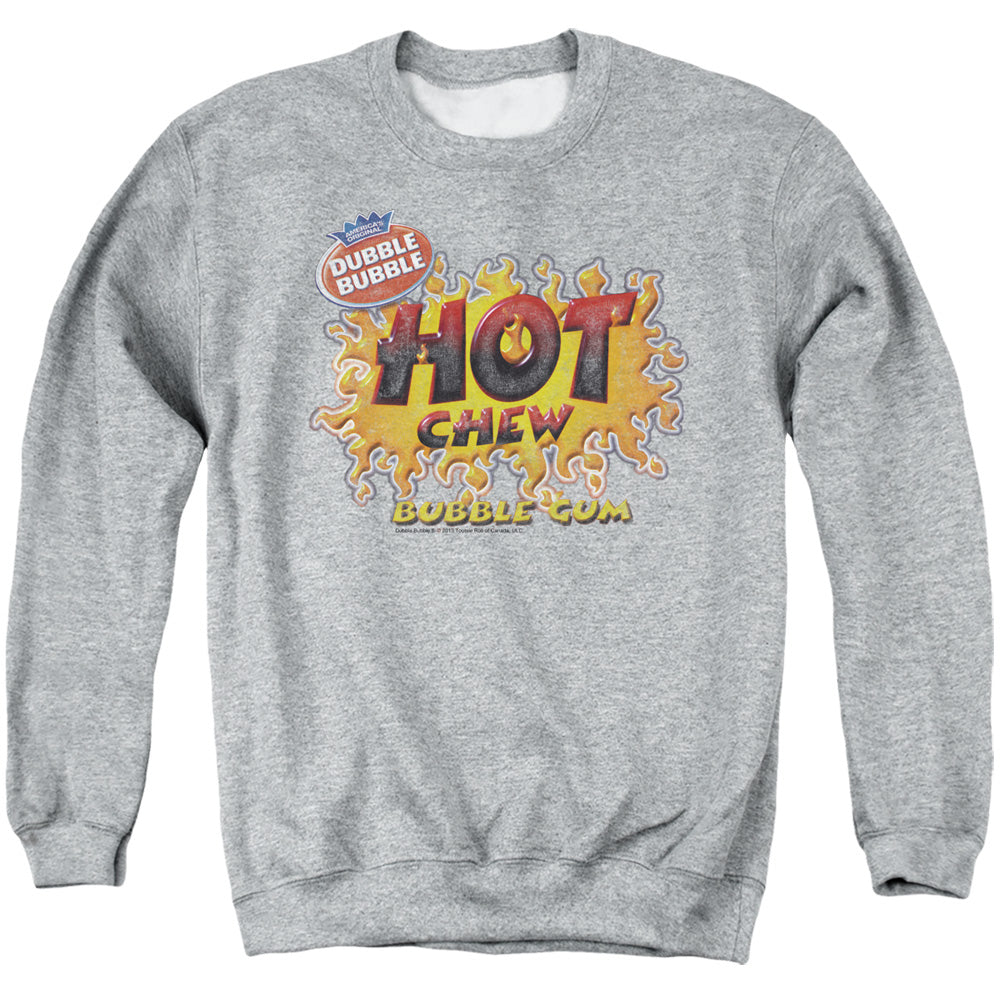 AN OFFCIALLY LICENSED DUBBLE BUBBLE HOT CHEW ADULT UNISEX CREWNECK SWEATSHIRT ATHLETIC HEATHER