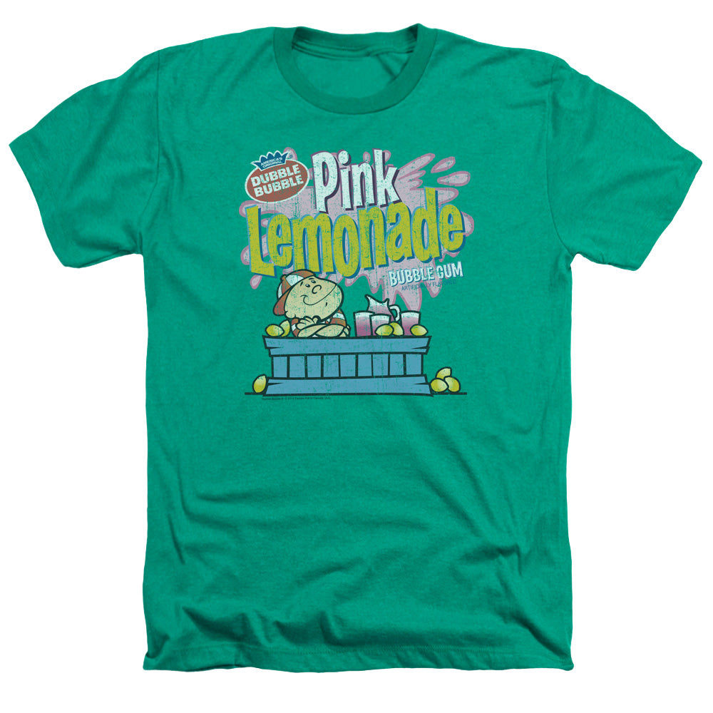 AN OFFCIALLY LICENSED DUBBLE BUBBLE PINK LEMONADE MEN'S HEATHER T-SHIRT KELLY GREEN