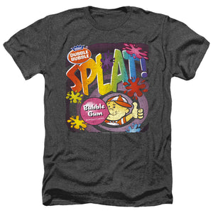 AN OFFCIALLY LICENSED DUBBLE BUBBLE SPLAT GUM MEN'S HEATHER T-SHIRT CHARCOAL